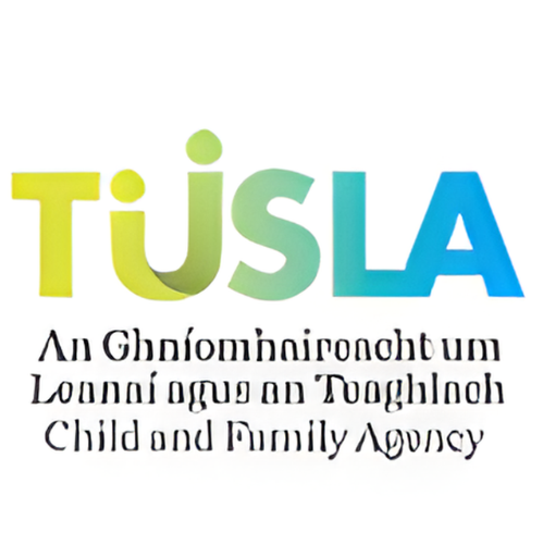 TUSLA Child and Family Agency logo with text.