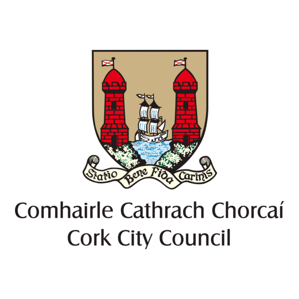 Cork City Council coat of arms featuring two red towers.